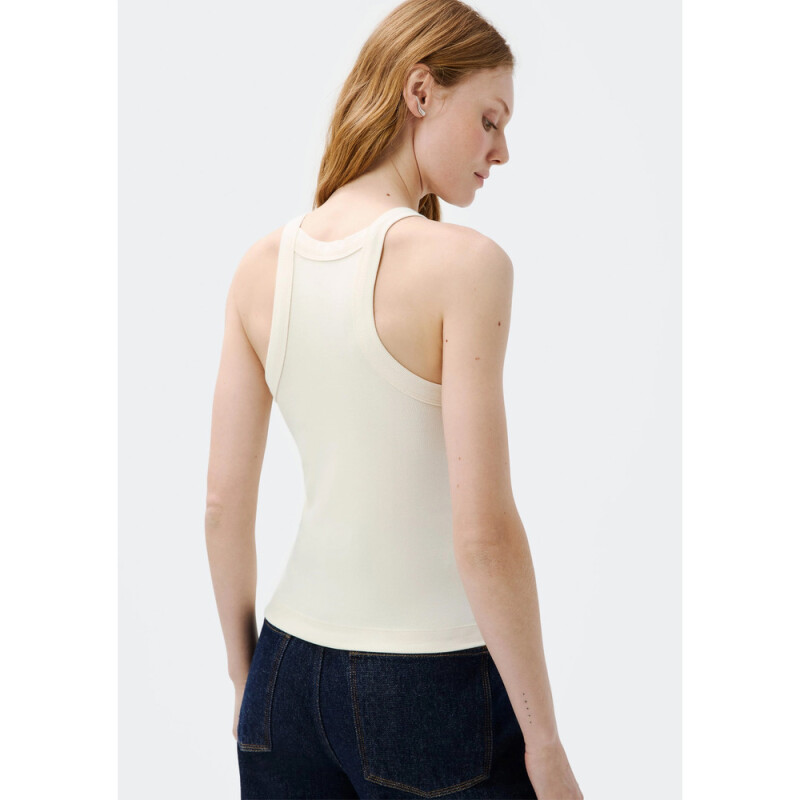 CAMISETA REGATA FEM BEGE MESCLA