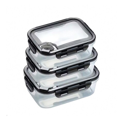 Juego de 3 Tarros Herméticos Rectangulares IMBACK IBK-CTN005 · Cierre Seguro y Apilable Juego de 3 Tarros Herméticos Rectangulares IMBACK IBK-CTN005 · Cierre Seguro y Apilable