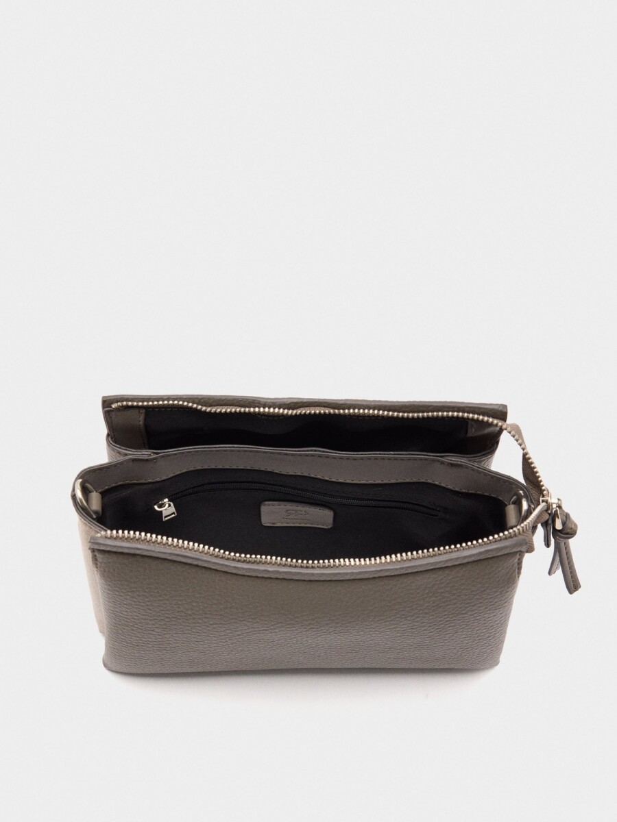 Bolso Bandolera Con Textura Efecto Piel gris