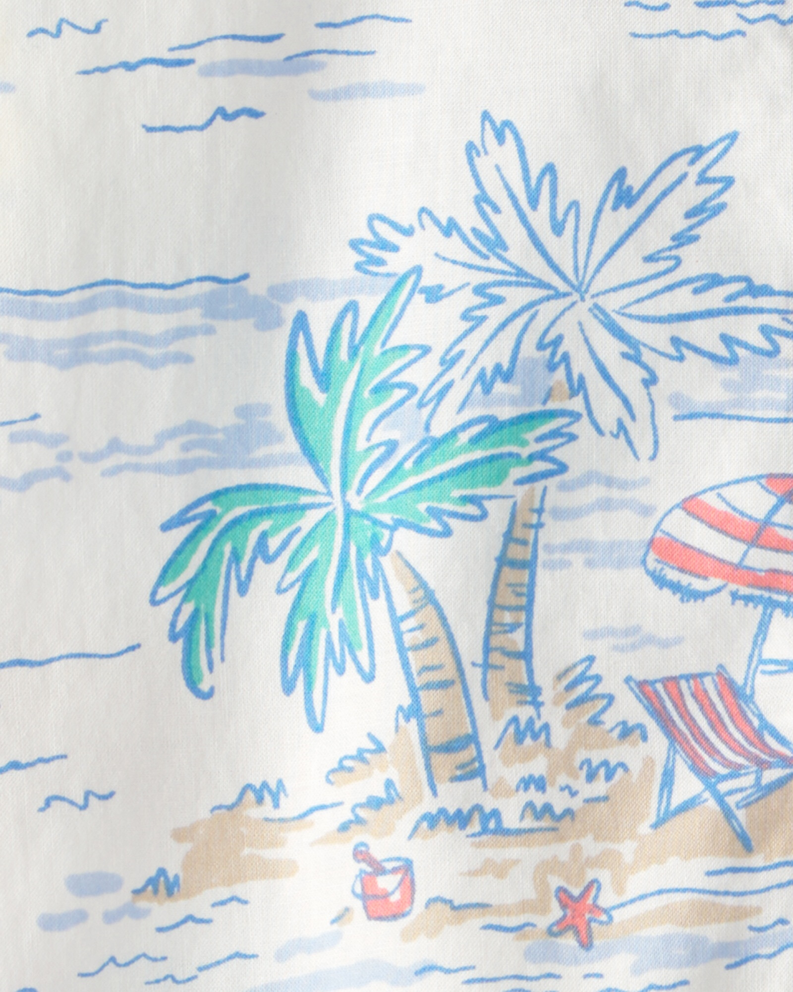Monito corto de algodón, cuello camisero, diseño tropical Monito corto de algodón, cuello camisero, diseño tropical