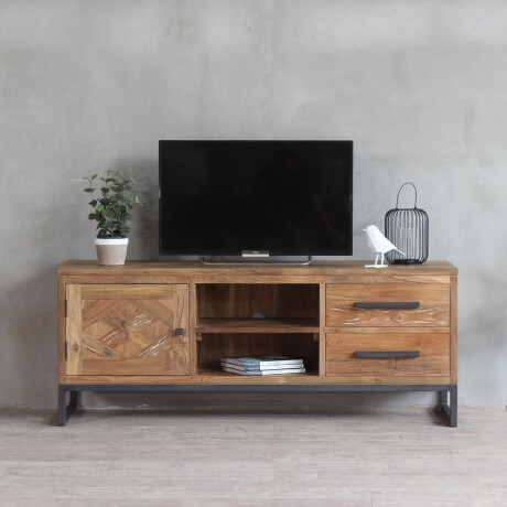 RACK PARA TV MADERA-Y-METAL NATURAL-BEIGE DOMINIQUE NATURAL