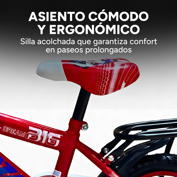 Bicicleta Infantil XMZ Rodado12 Canasto Parrilla Guardabarro Rojo 1