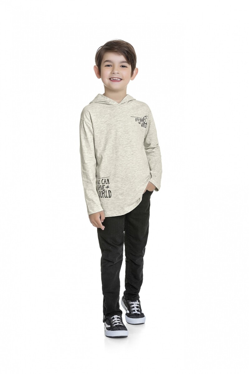 Camiseta de manga larga con capucha para niños - GRIS 