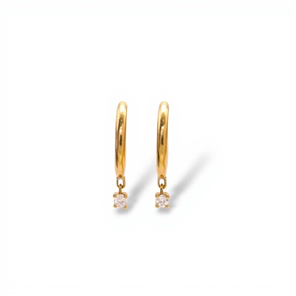 Caravanas aros con piedra - Oro bajo - Piedra colgante- CA8290 sinpiedra