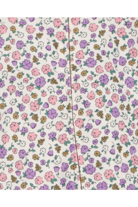 Pijama 1 pieza de algodón, con pie, diseño floral Sin color