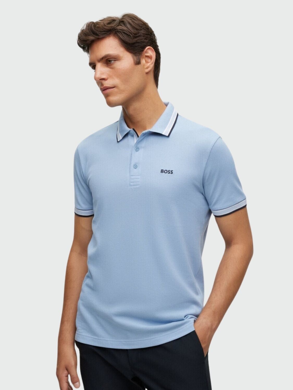 Hugo Boss -Remera polo de algodón, regular fit, PADDY Celeste