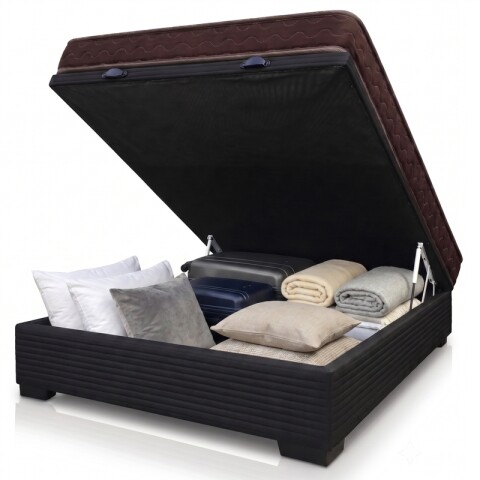 Sommier Baúl 2 Plazas Negro con Colchón Dorado 138 x 188 Firmeza Media Sommier Baúl 2 Plazas Negro con Colchón Dorado 138 x 188 Firmeza Media