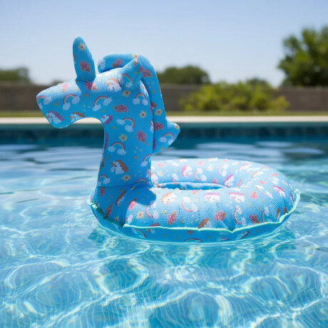 Flotador Infantil Asiento Inflable p/Piscina Recubierto Mesh Celeste