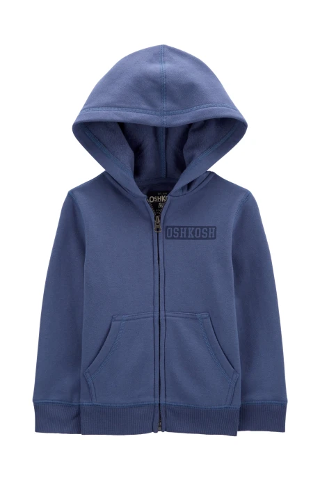 Campera de algodón con felpa, con capucha y logo. Talles 2-5T Sin color