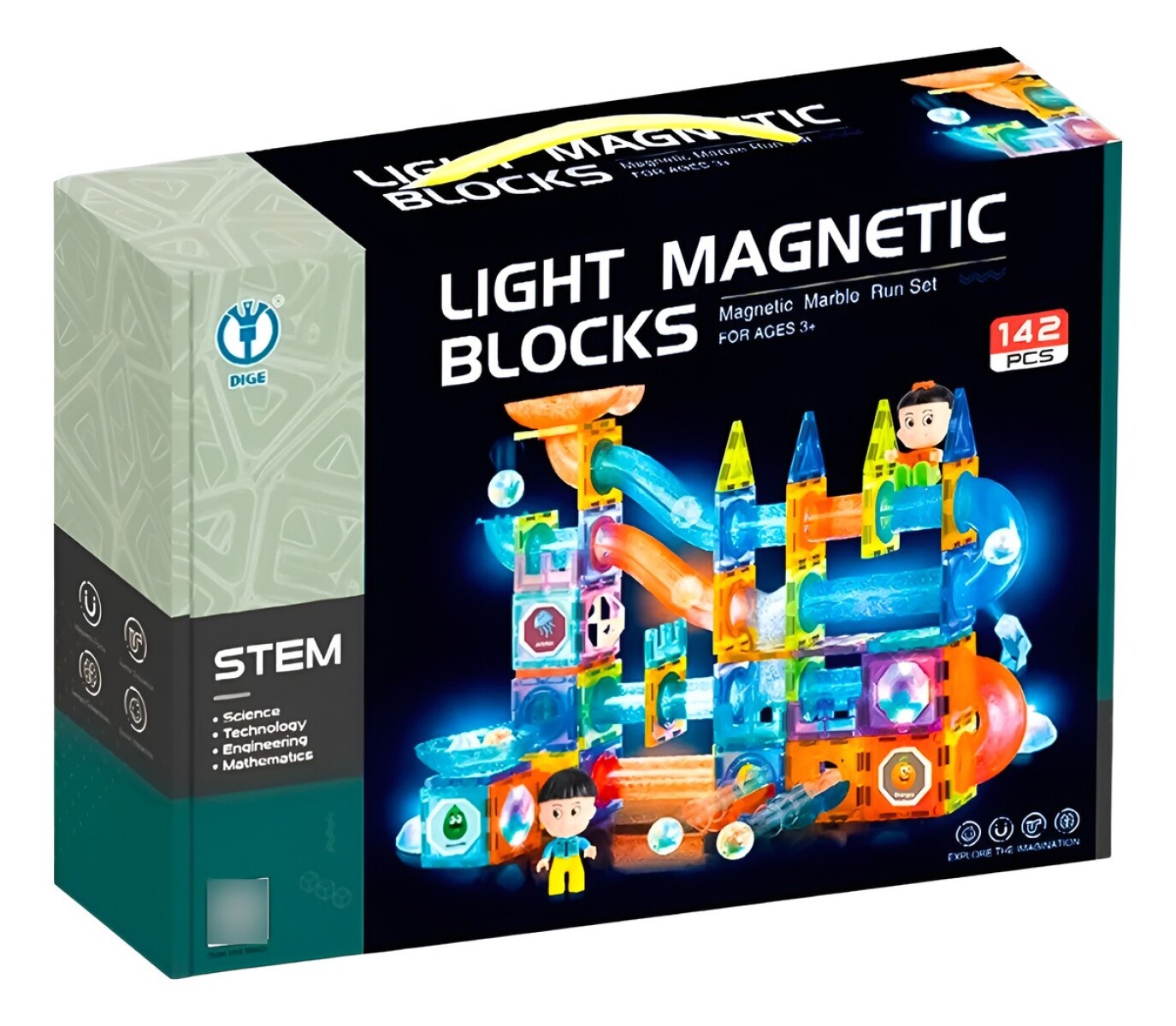JUEGO DE BLOQUES MAGNETICOS 142 PZS INFANTIL C / LUZ CONSTRUCCION 