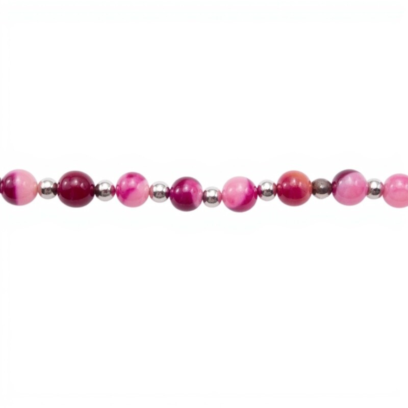 Pulsera bolitas - Plata 925 - Ágata fucsia - PU3922 conpiedra