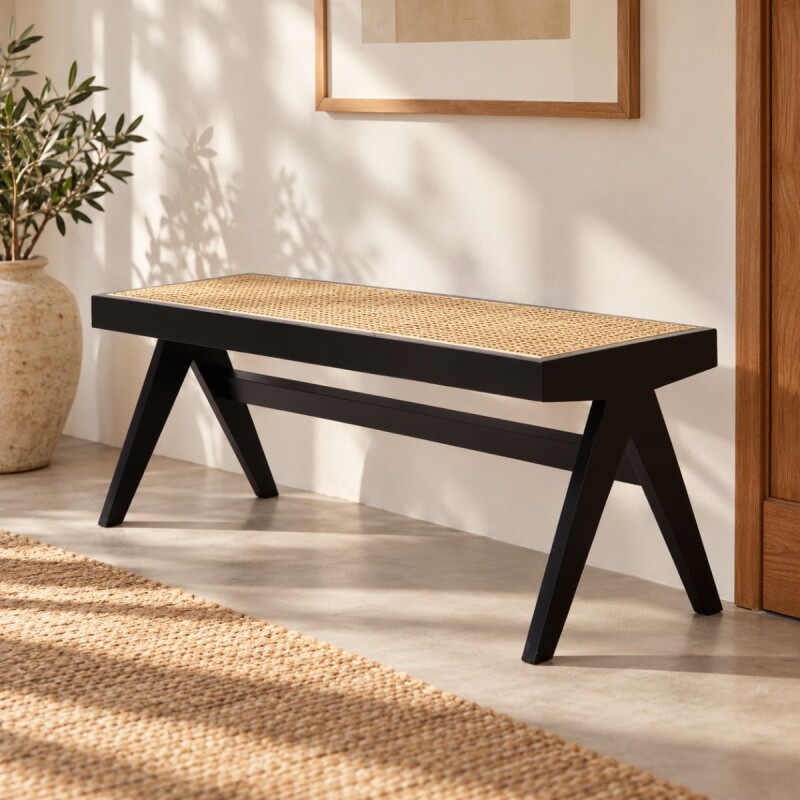 BANM.46 Banco De Madera 110x40x45 Cm Lennon - Negro