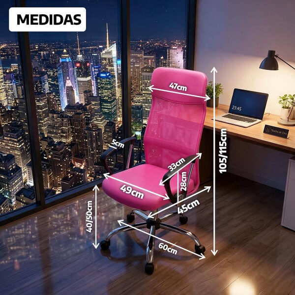 Silla de escritorio Oficina Sillon Ejecutiva Ergonomica giratoria Tela Mesh IMBACK Color Rosa Silla de escritorio Oficina Sillon Ejecutiva Ergonomica giratoria Tela Mesh IMBACK Color Rosa