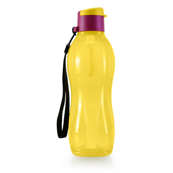 BOTELLA ECO TWIST TUPPERWARE CON PICO Y CORREA 500 ML AMARILLO Y VIOLETA