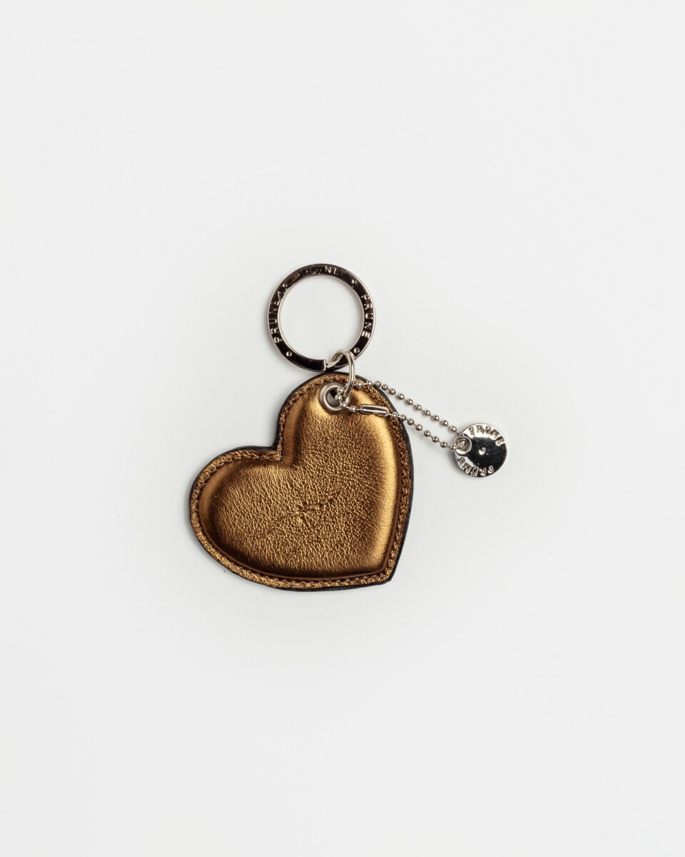 Llavero Heart En Cuero Graneado Metalizado - Metalizado 