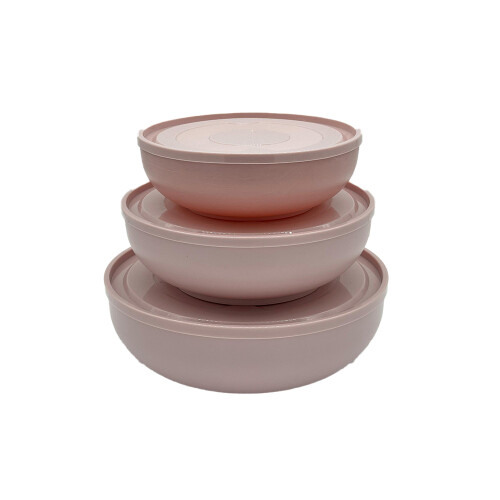 RECIPIENTES REDONDOS CON TAPA SIMPATIA FRESHLIFE SET X3 ROSA