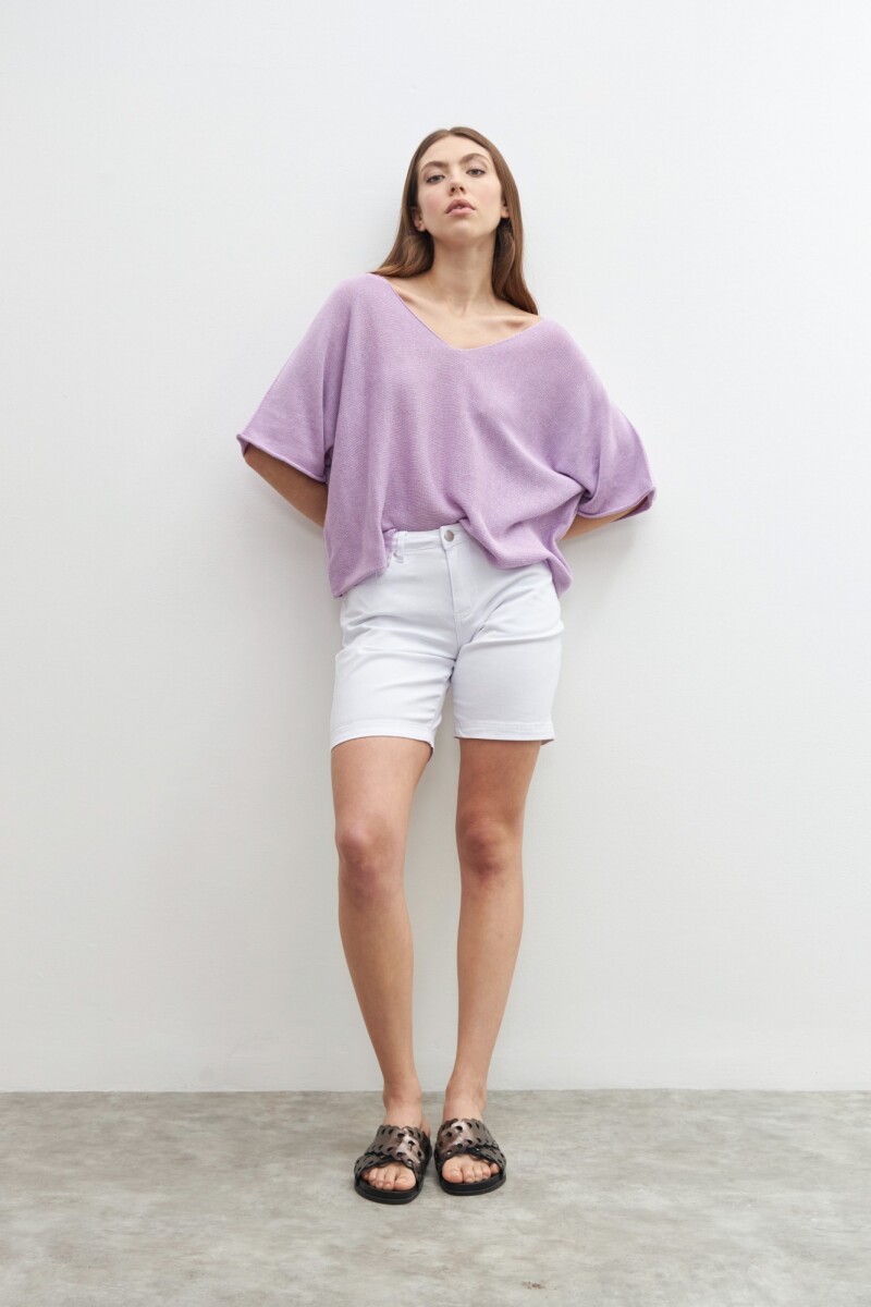 Sweater oversized escote V lavanda
