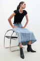 Maxi falda de jean bicolor jean medio