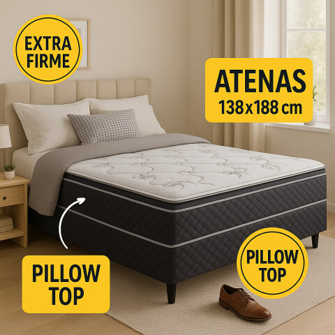 Sommier ATENAS - 2 Plazas - Espuma EPS y Pillow Top - 140x190x64 180K Sommier ATENAS - 2 Plazas - Espuma EPS y Pillow Top - 140x190x64 180K