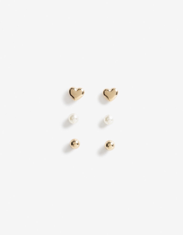 Aros Sets Perlas Aros Set Metal Y Perla De La Línea Stay Golden. - Dorado