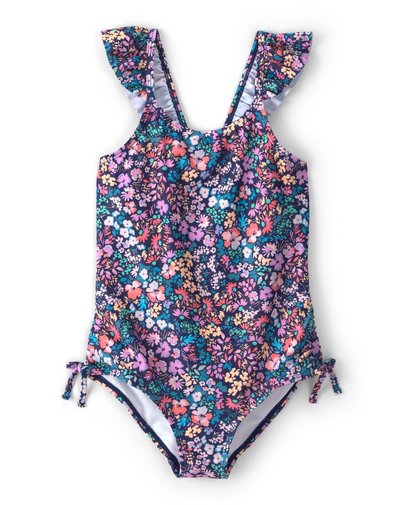 Malla de baño 1 pieza con protección UPF 50+, diseño floral, azul marino Sin color