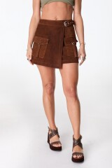 Falda Sur Leather Marron