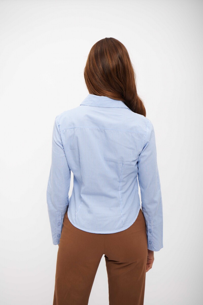 CAMISA CELI CELESTE FRANJAS CRUDO