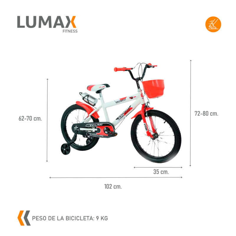 Bicicleta Urbana Infantil Rodada 16 Con Rueditas y canasto Rojo