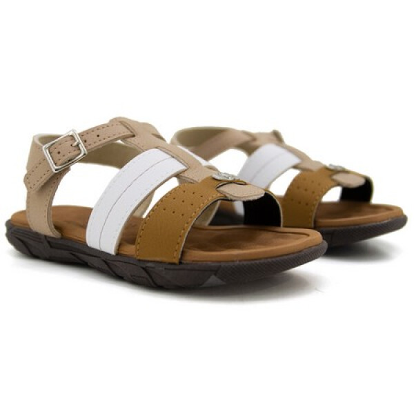 Molekino Sandalia Casual 2 Tiras Combinadas Beige-blanco