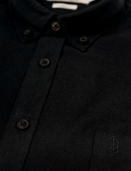 Camisa m/l lino lisa negro