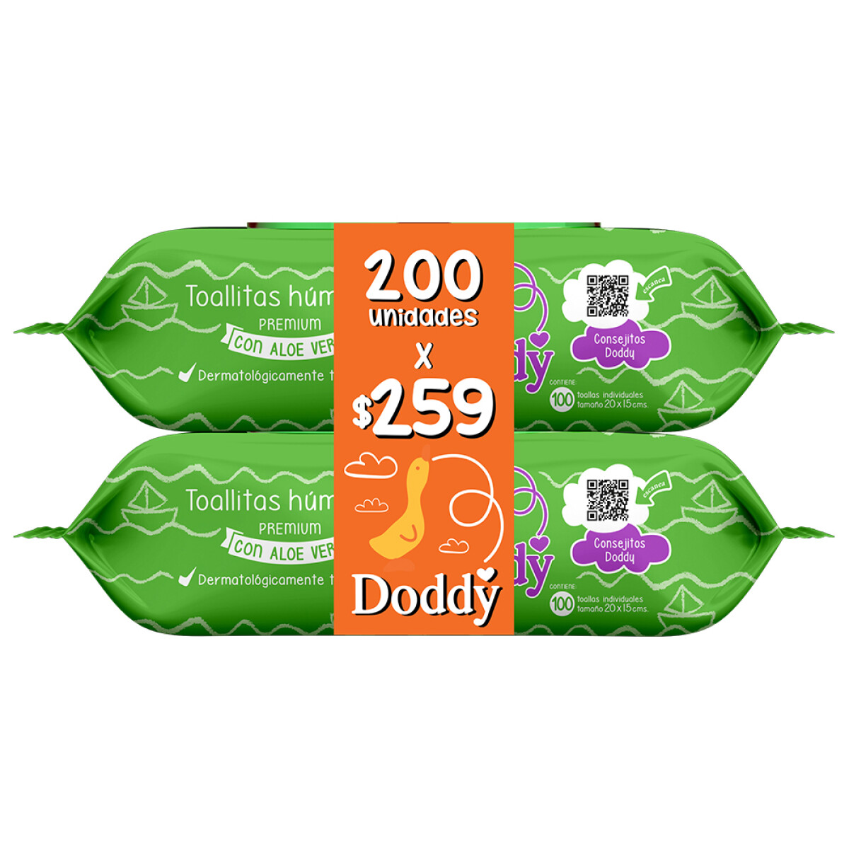 Super oferta x200 Toallas Húmedas Doddy - Aloe Vera 