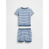 SS SWEATER POLO SHORT SET BLUE STRIPE
