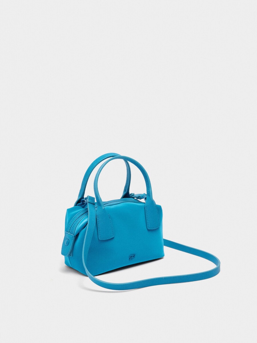 Bolso Tote Textura Suave Con Bandolera azul