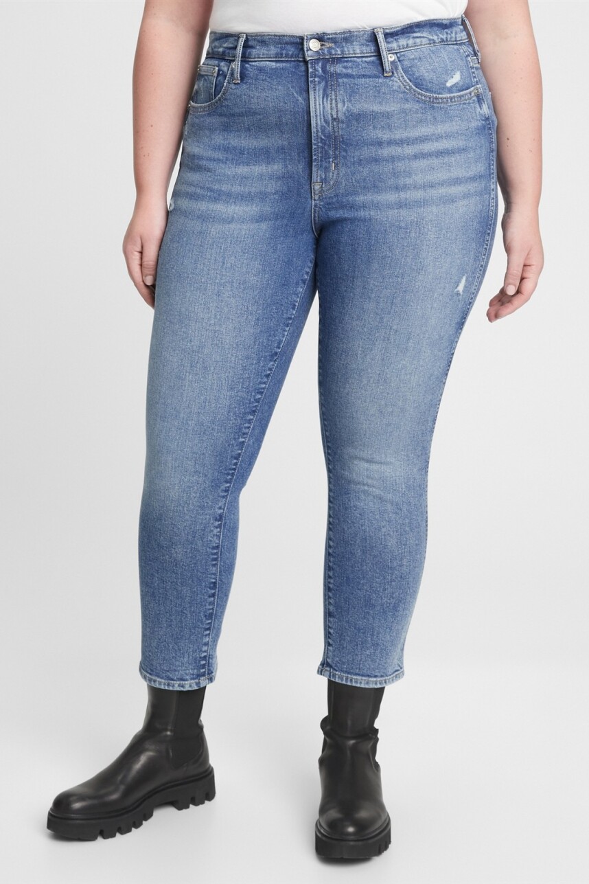 Jean Vintage Slim Tiro Alto Mujer Dark Hilda