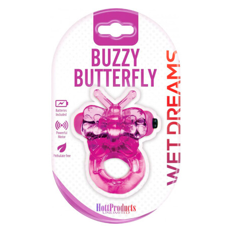 Anillo Vibrador Buzzy Butterfly Stretchable Ring Rosa