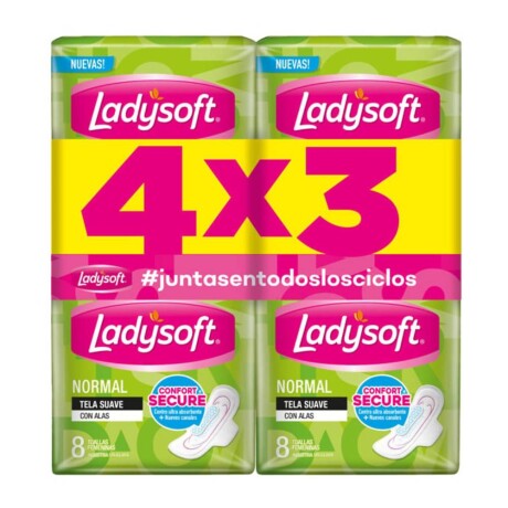 Toallitas Femeninas Ladysoft Toalla Normal con Alas 4 Packs de 8 Unidades Toallitas Femeninas Ladysoft Toalla Normal con Alas 4 Packs de 8 Unidades