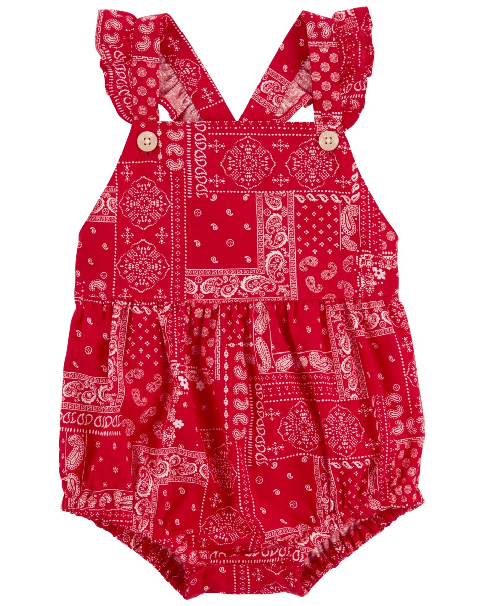 Body bombachudo de popelina, tiras cruzadas y diseño bandana 