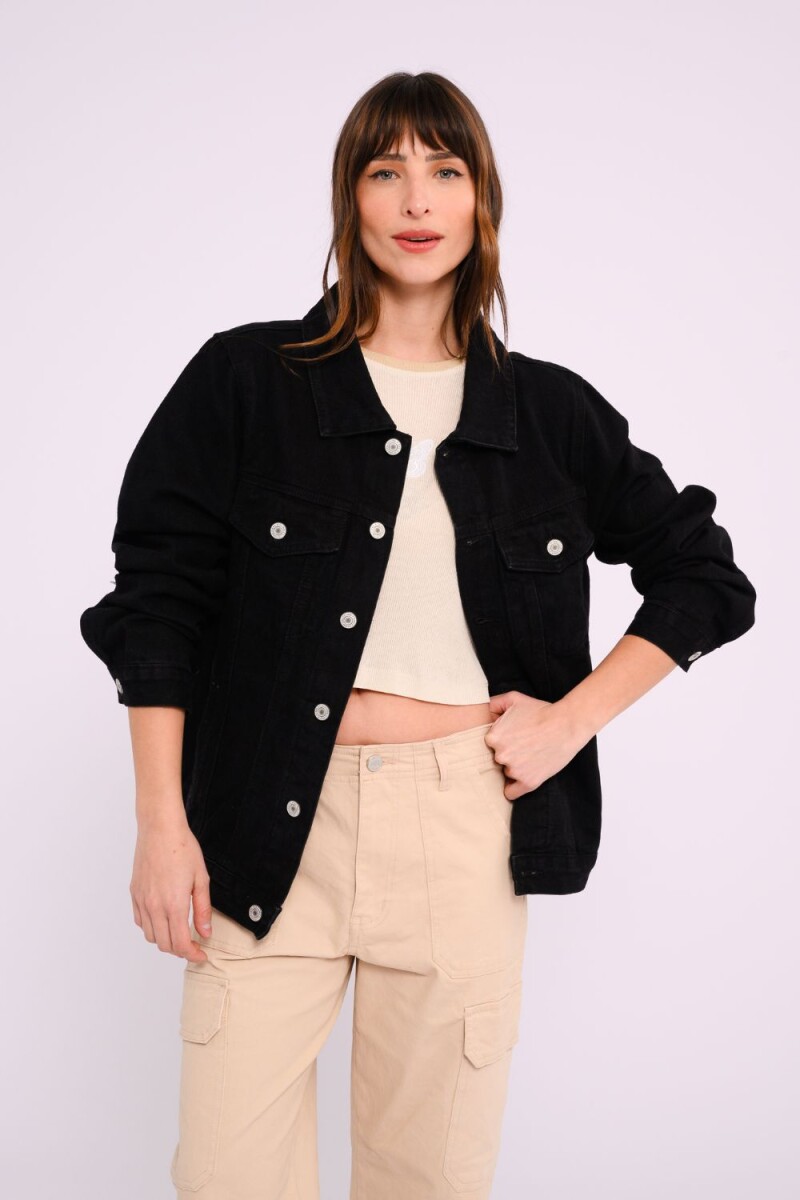 Campera de jean Negro