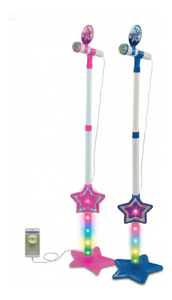 Micrófono karaoke con luces y conexión bluetooth. - Rosa 