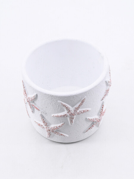 MACETA CEMENTO ESTRELLA BLANCO