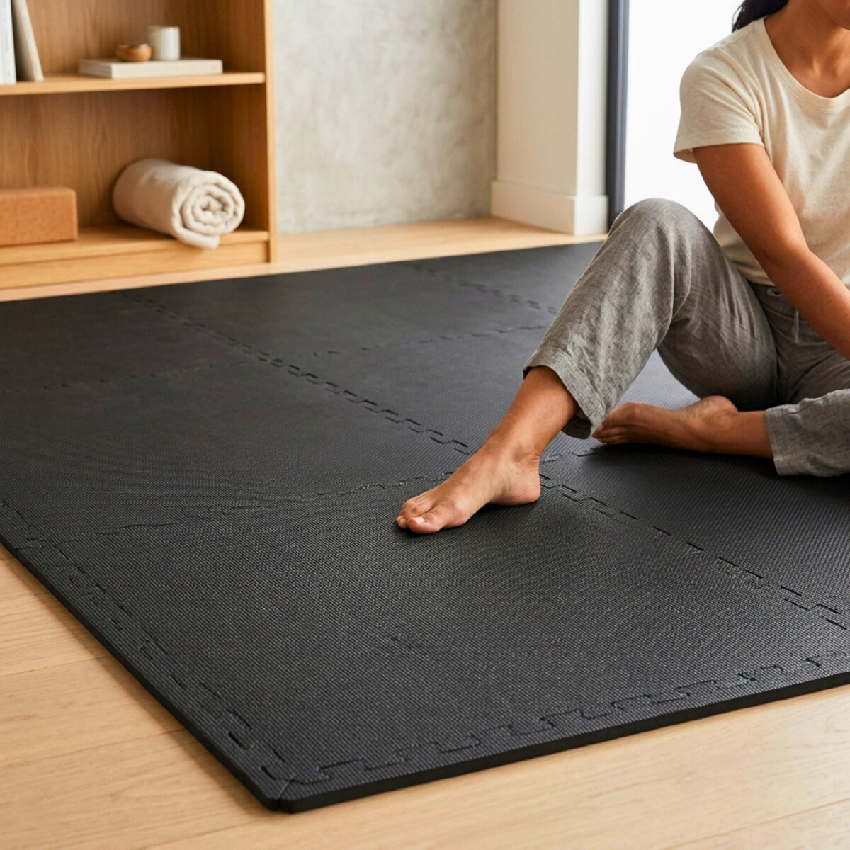 Alfombra Goma Eva Piso Encastrable Tatami 60 X 60 Cm X 20 Un - Color Negro 
