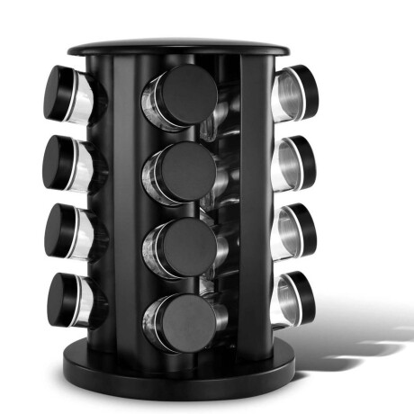 Especiero Giratorio Redondo con 16 Frascos para Condimentos Negro