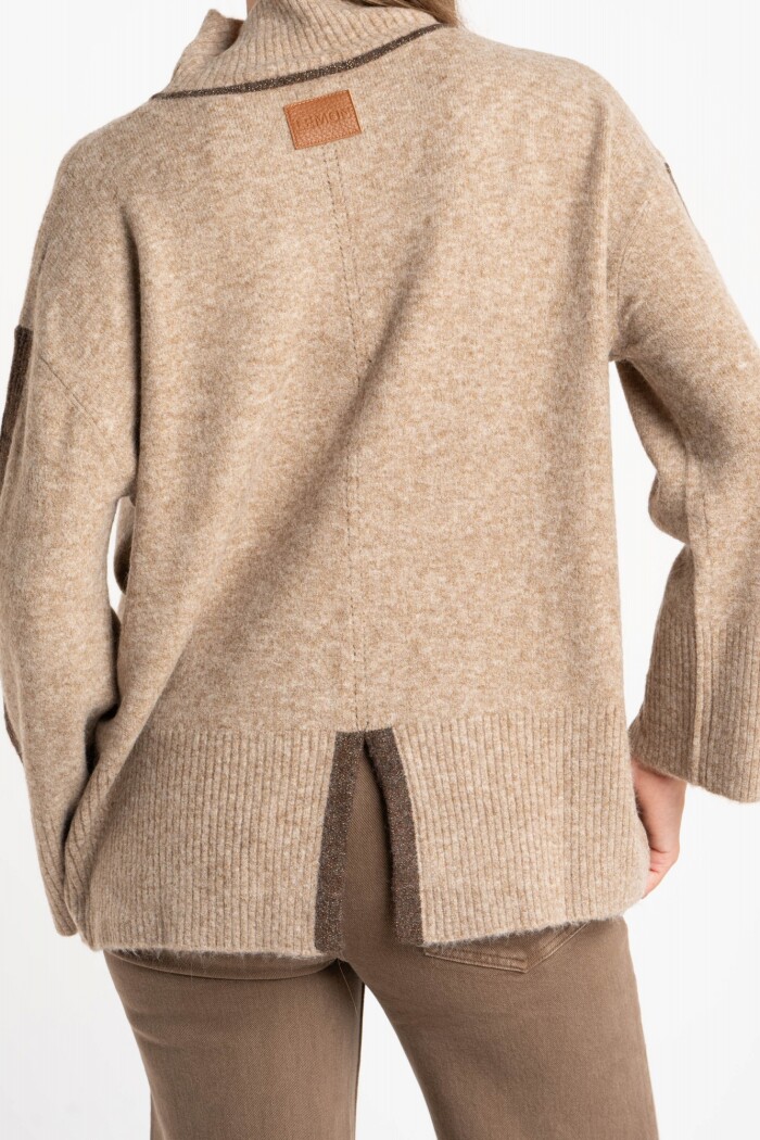 Polera Combinada Beige Melange