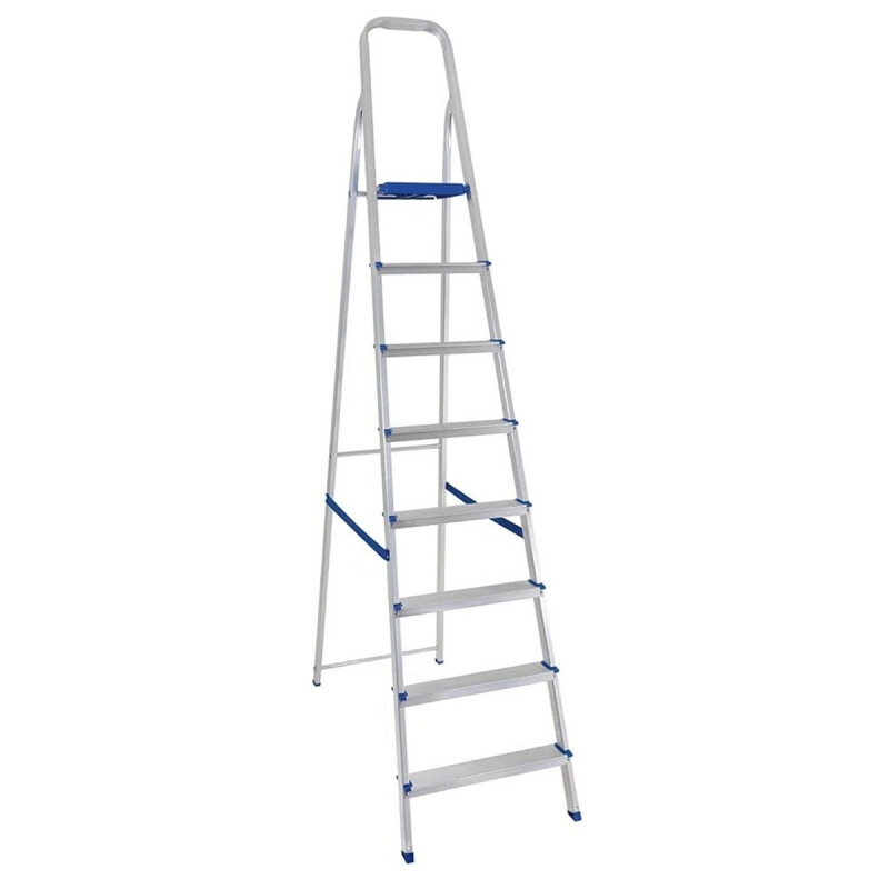 Escalera de aluminio tijera Mor 5106 plateado/azul Escalera De Aluminio Tijera Mor 5106 Plateado/azul