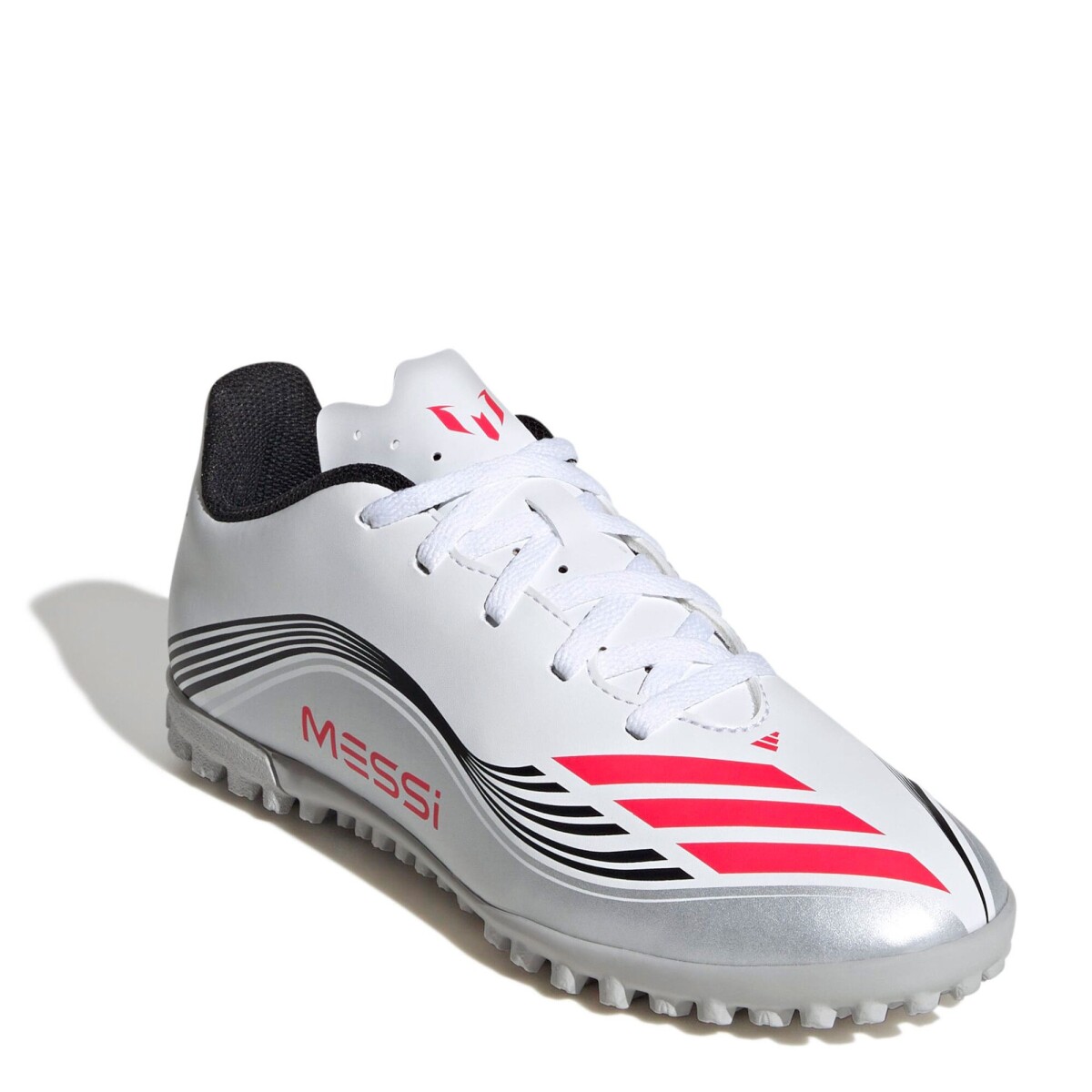 Championes de Fútbol 5 Infantiles Adidas F50 Messi Club TF - Blanco - Rojo - Negro - Plateado 