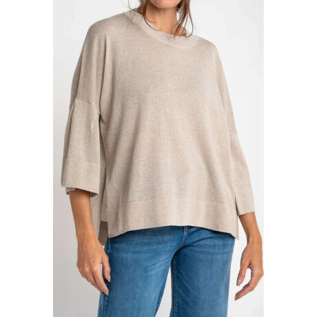 Sweater Manga Volado Beige Melange