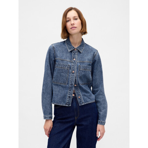 LS CROPPED SHACKET - MED AMET MEDIUM WASH