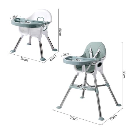 Silla Alta de Comer para Bebé Portable con Altura Ajustable Gris