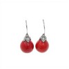 Caravanas Gota-Plata 925-Piedra Coral rojo-CA3388 conpiedra