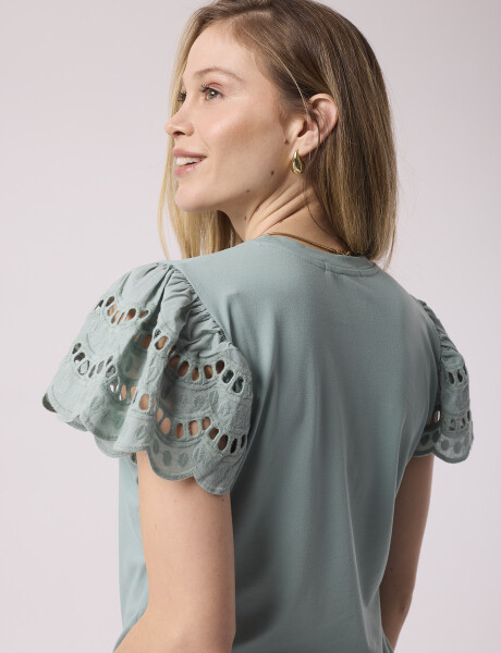 T-shirt con volado verde